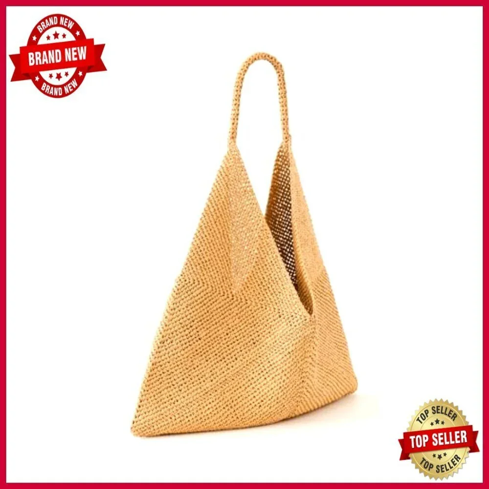 Raffia Hobo Shoulder Bag Tote with Woven Handle One Size